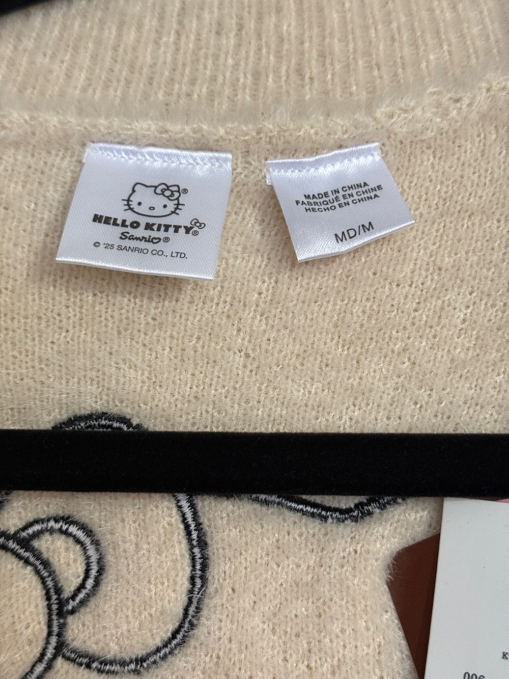 Hello Kitty and Friends Cream Cardigan with Embroidered Logo- size Medium - Picture 5 of 5